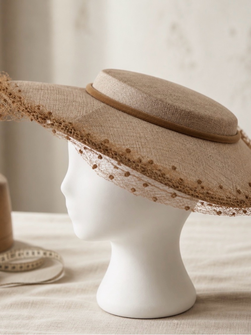 Elegant Vintage Classic  Brown Wide-Brimmed Hat with Distressed Trim